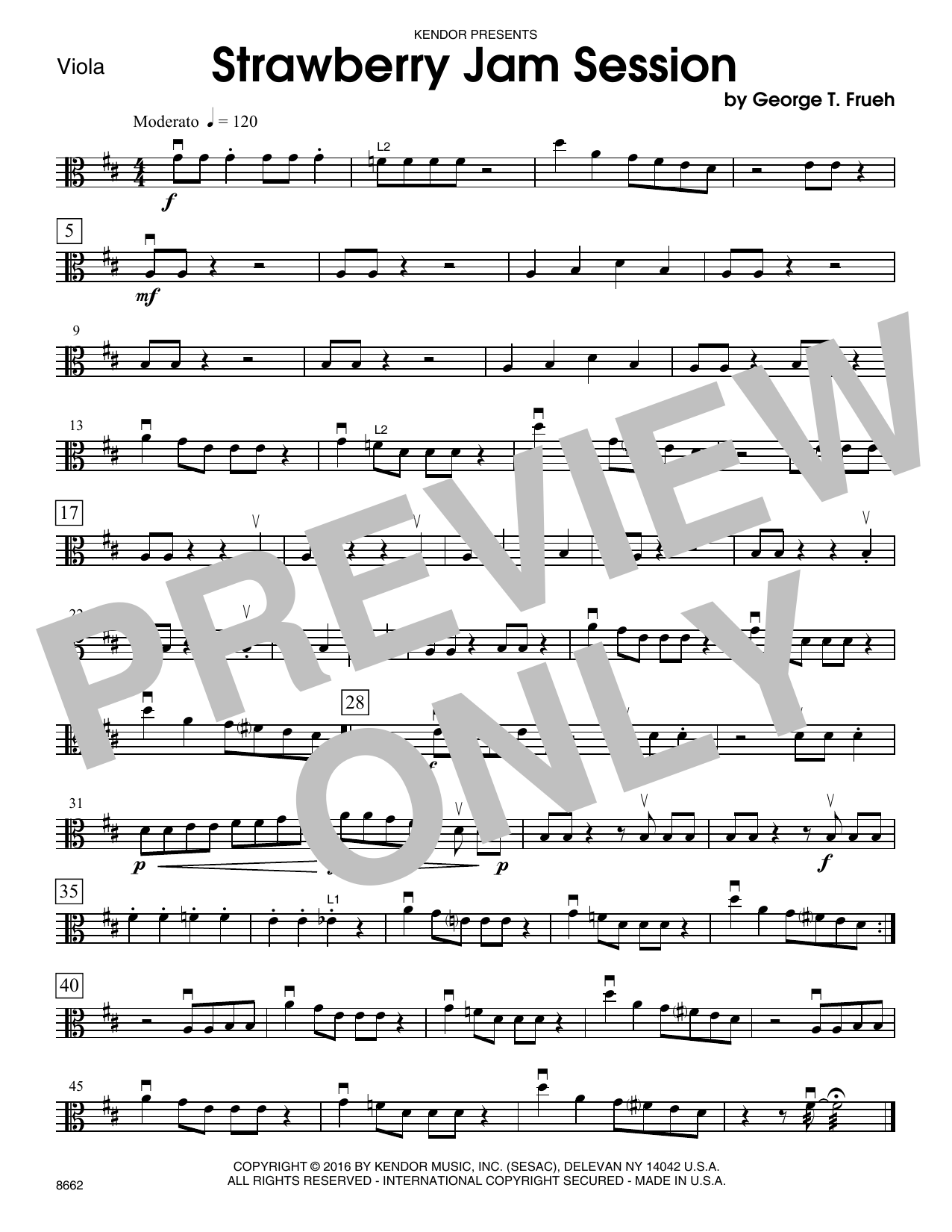 Download George T. Frueh Strawberry Jam Session - Viola Sheet Music