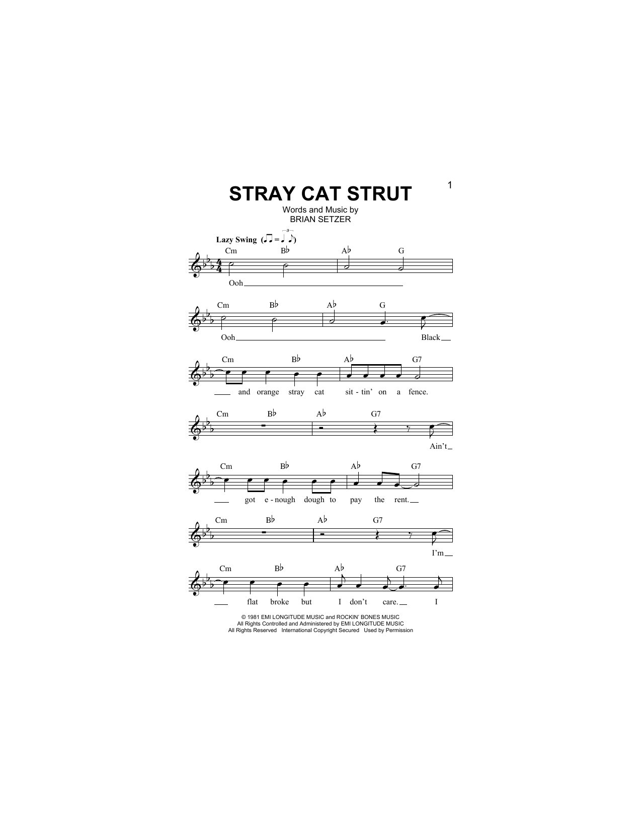 Download Stray Cats Stray Cat Strut Sheet Music