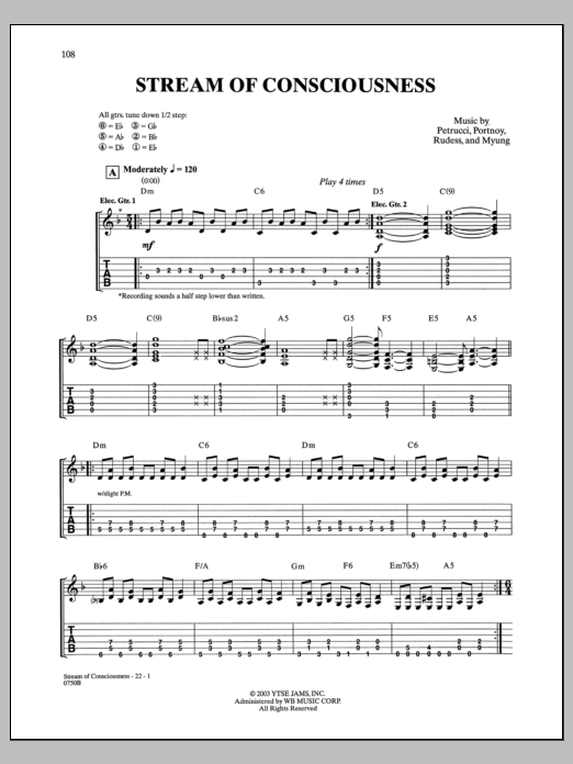 Download Dream Theater Stream Of Consciousness Sheet Music
