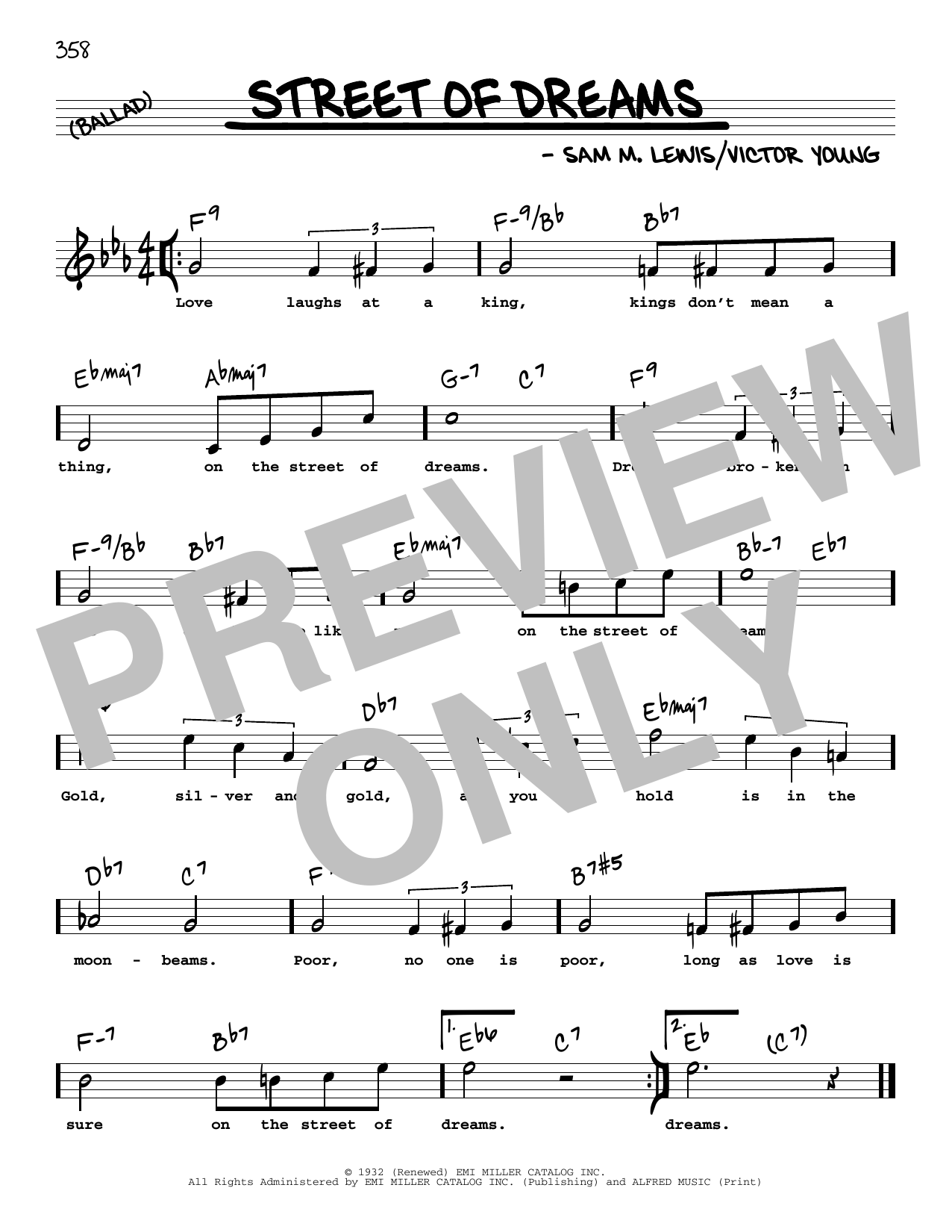 Download Sam Lewis Street Of Dreams (High Voice) Sheet Music