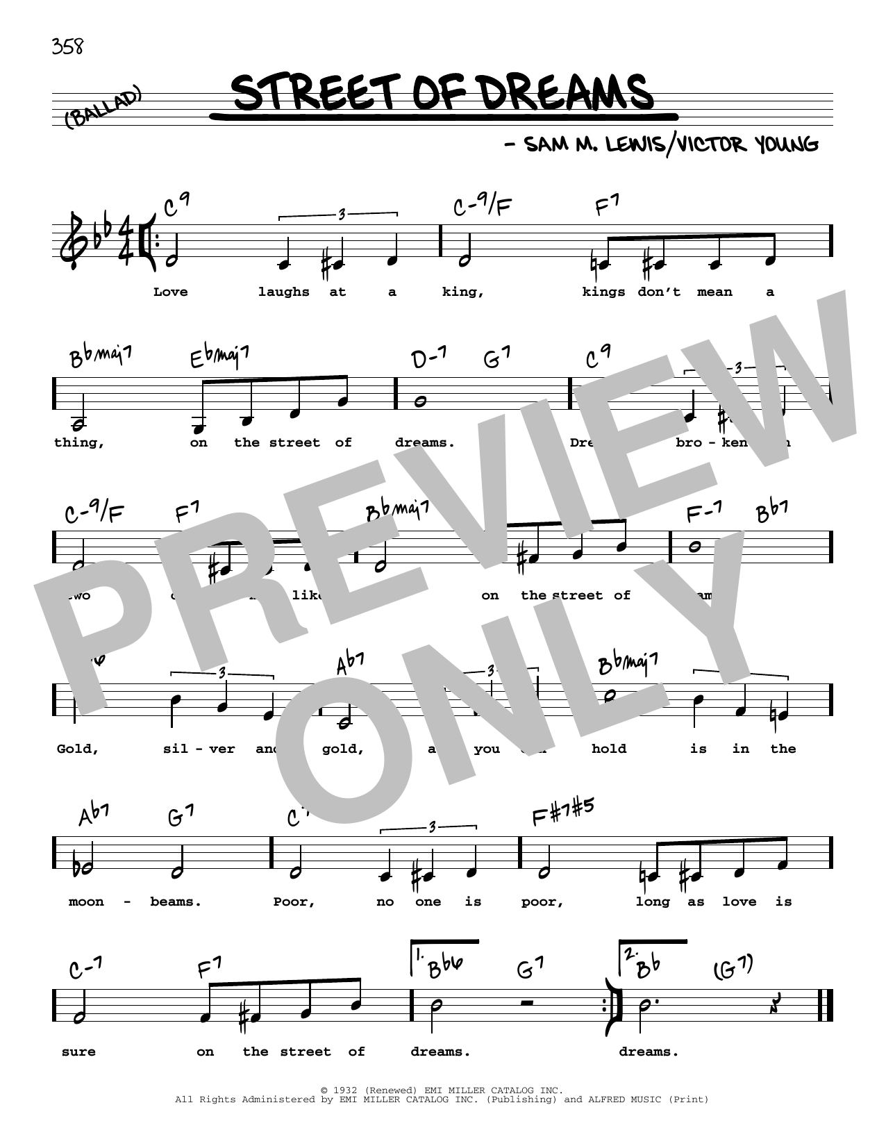 Download Sam Lewis Street Of Dreams (Low Voice) Sheet Music