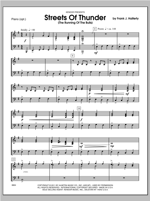 Download Halferty Streets Of Thunder (The Running Of The Sheet Music