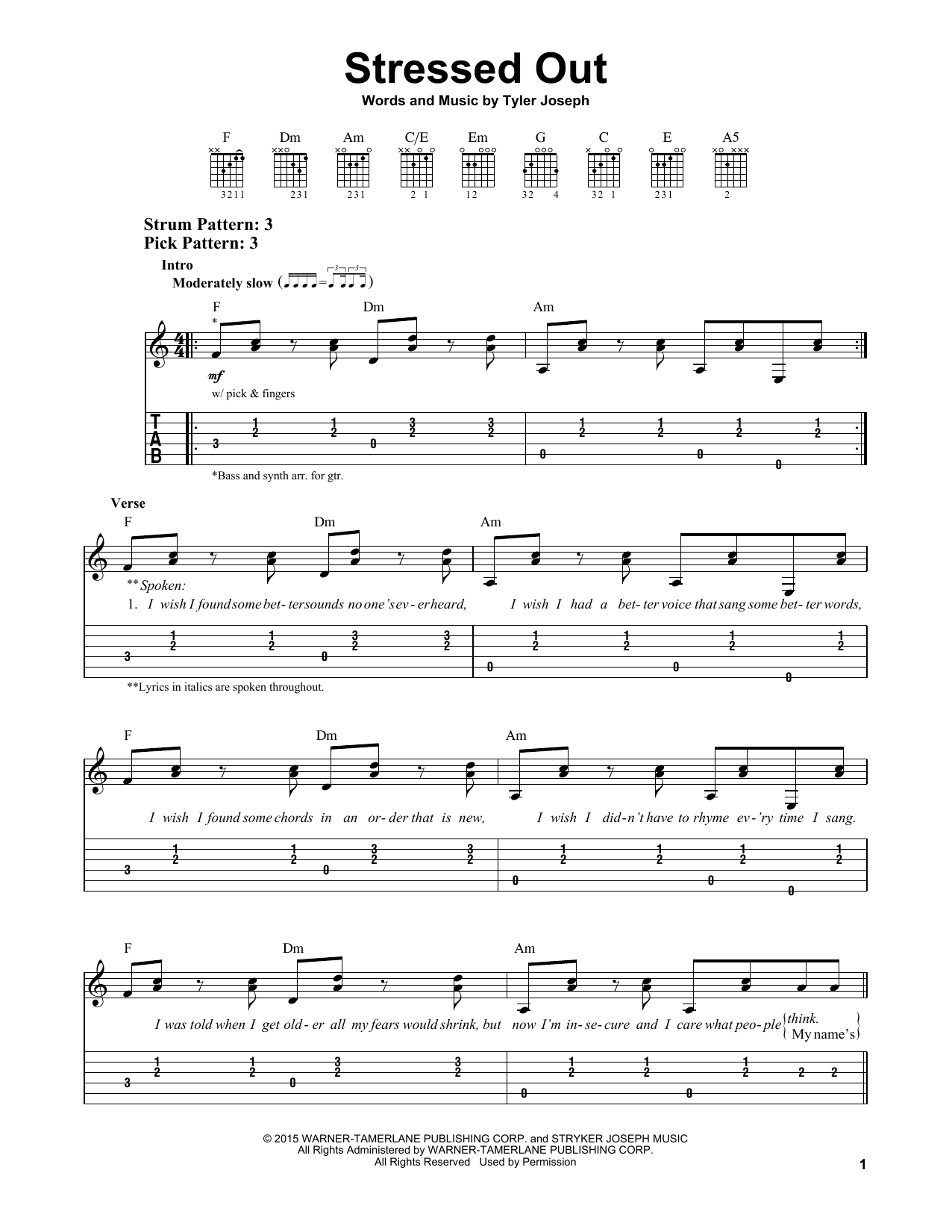 Download Twenty One Pilots Stressed Out Sheet Music