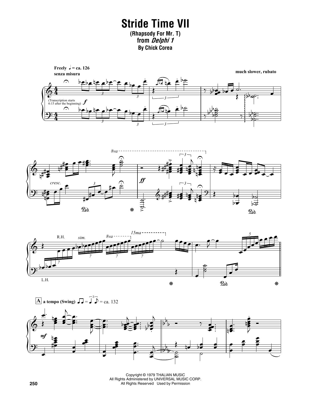 Download Chick Corea Stride Time VII (Rhapsody For Mr. T) Sheet Music
