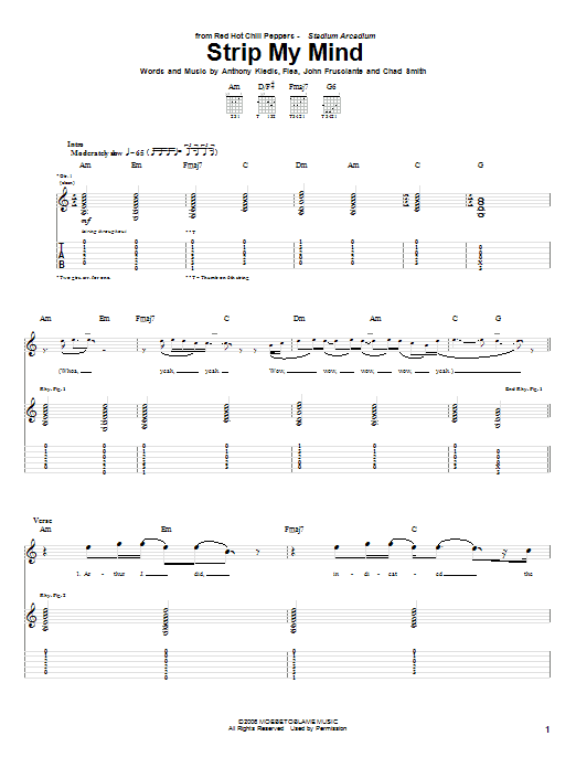 Download Red Hot Chili Peppers Strip My Mind Sheet Music