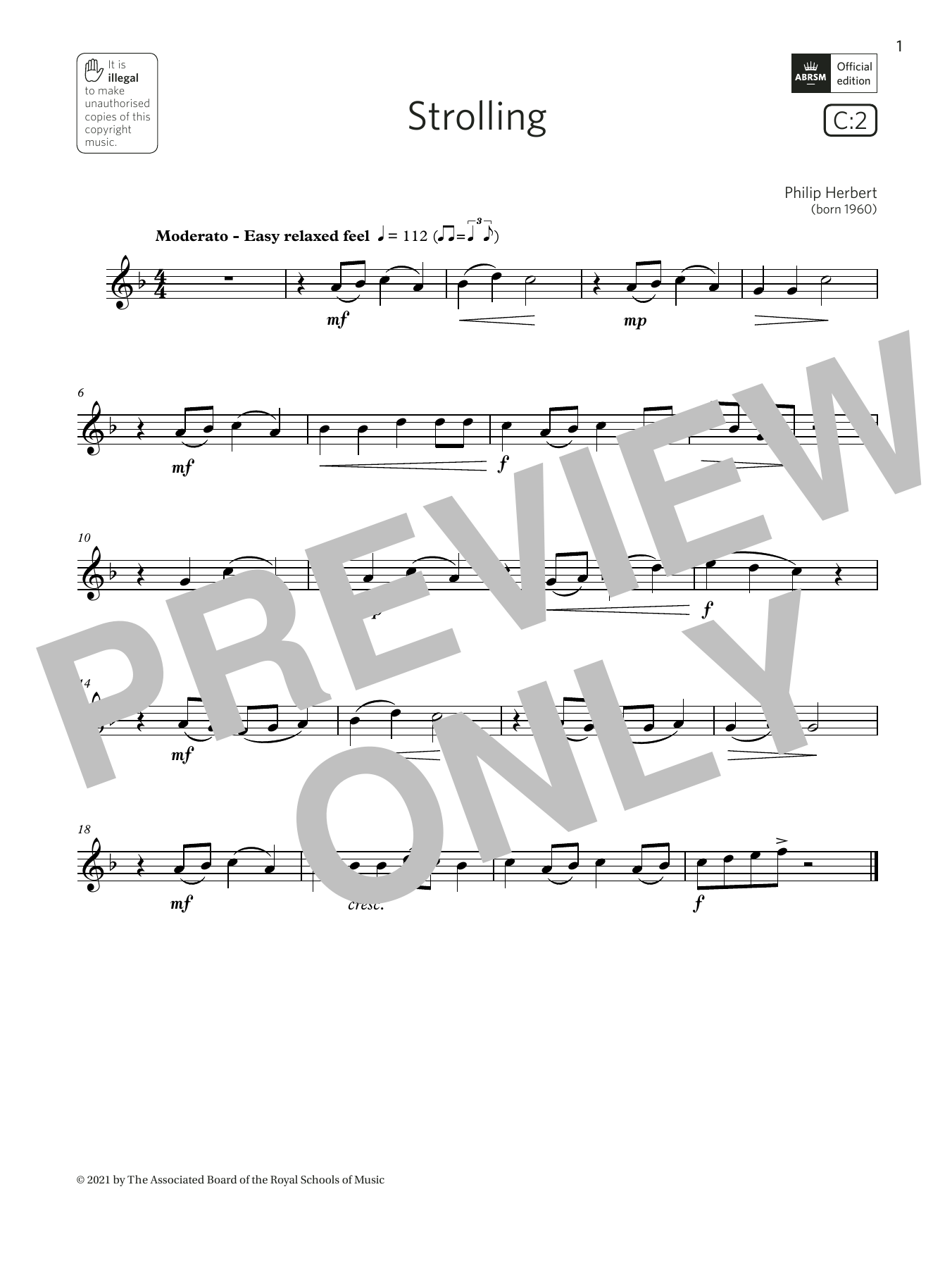 Download Philip Herbert Strolling (Grade 1 List C2 from the ABR Sheet Music
