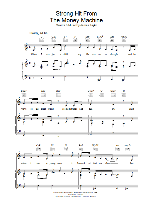 Download James Taylor Strong Hit From The Money Machine Sheet Music