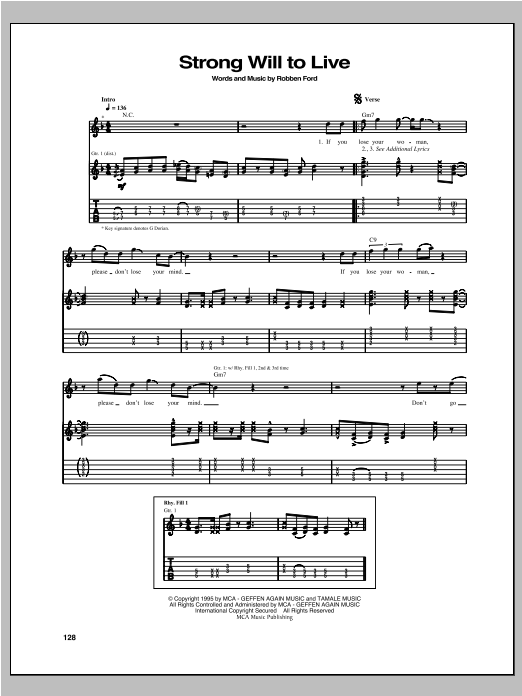 Download Robben Ford Strong Will To Live Sheet Music
