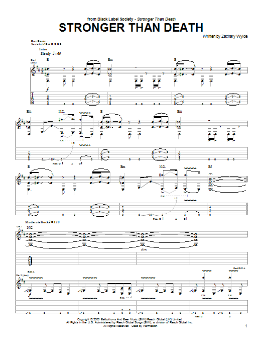 Download Black Label Society Stronger Than Death Sheet Music