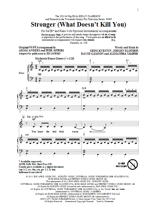 Download Ed Lojeski Stronger (What Doesn't Kill You) Sheet Music