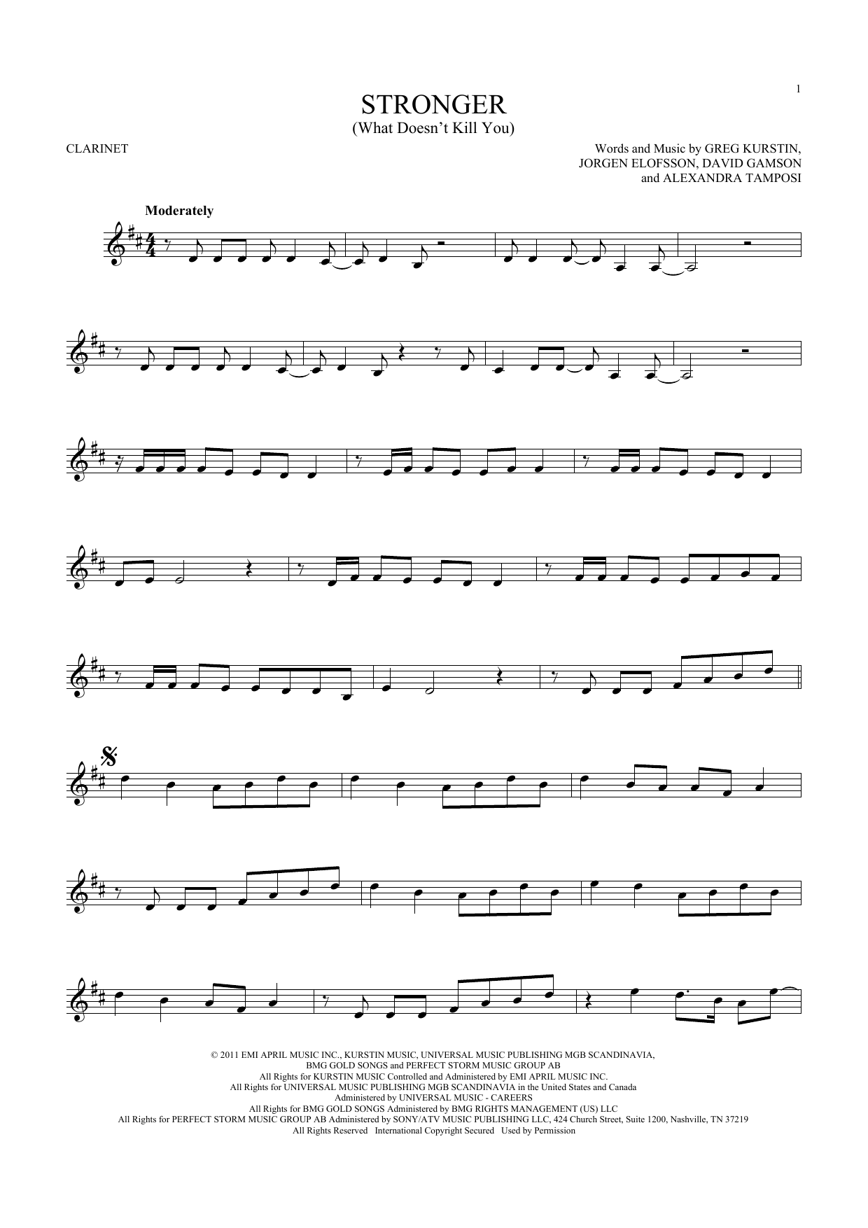 Download Kelly Clarkson Stronger (What Doesn't Kill You) Sheet Music