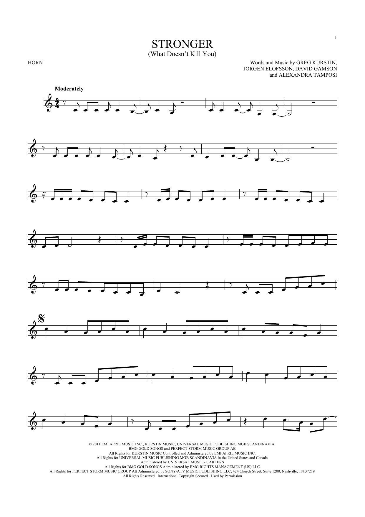 Download Kelly Clarkson Stronger (What Doesn't Kill You) Sheet Music