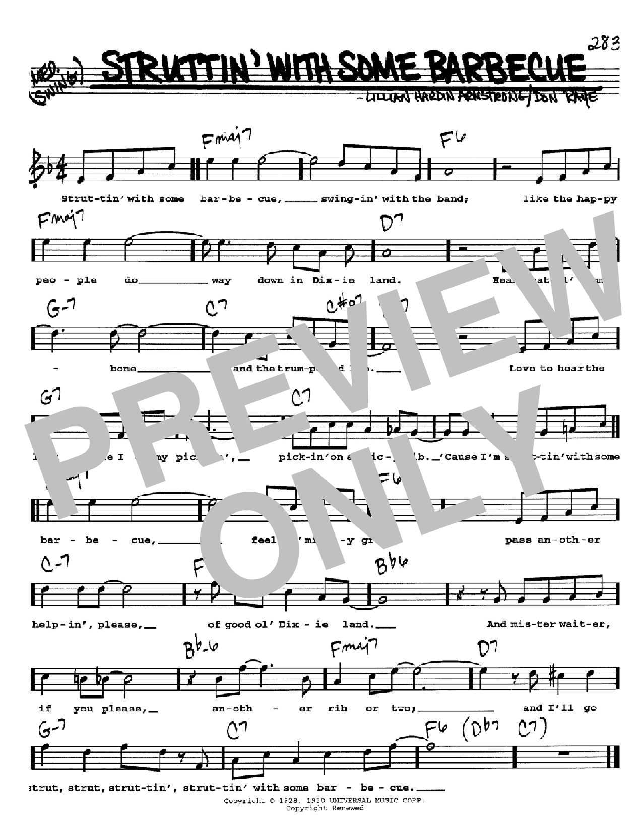 Download Louis Armstrong Struttin' With Some Barbecue Sheet Music