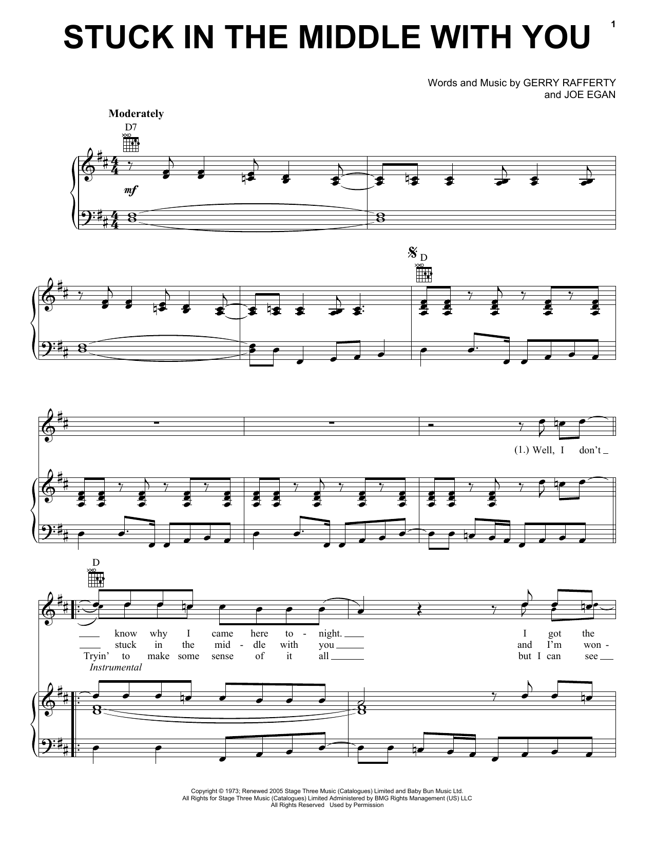 Download Stealers Wheel Stuck In The Middle With You Sheet Music