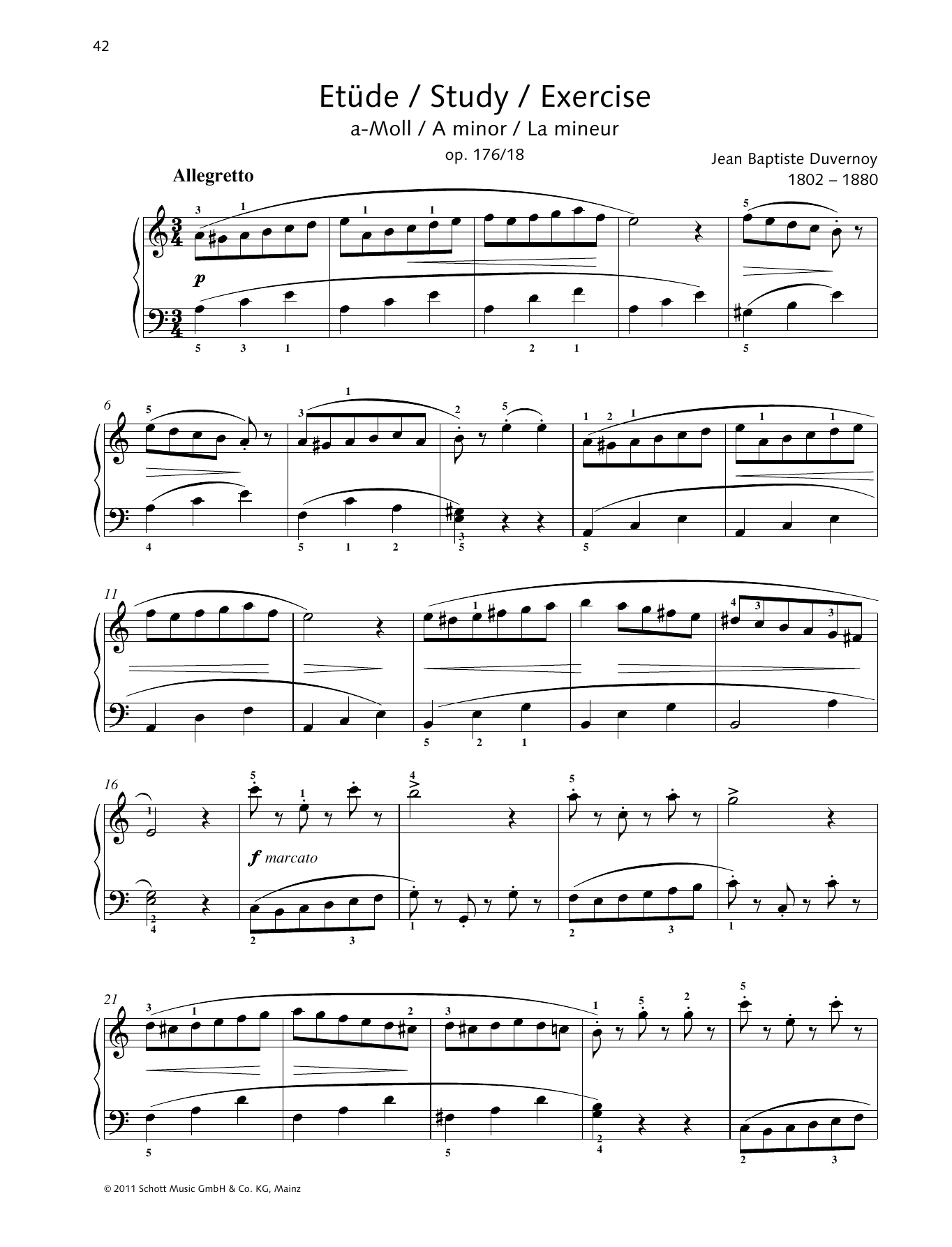 Download Jean-Baptiste Duvernoy Study A minor Sheet Music