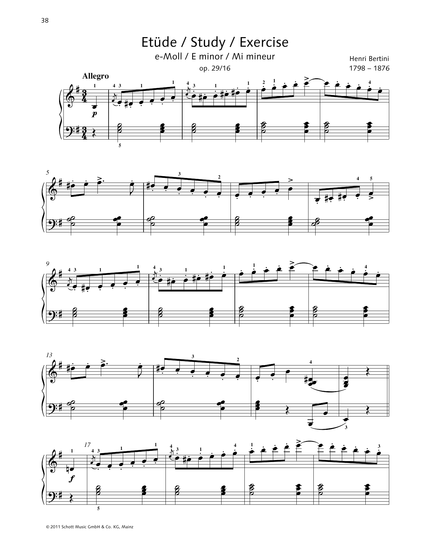 Download Henri Bertini Study E minor Sheet Music