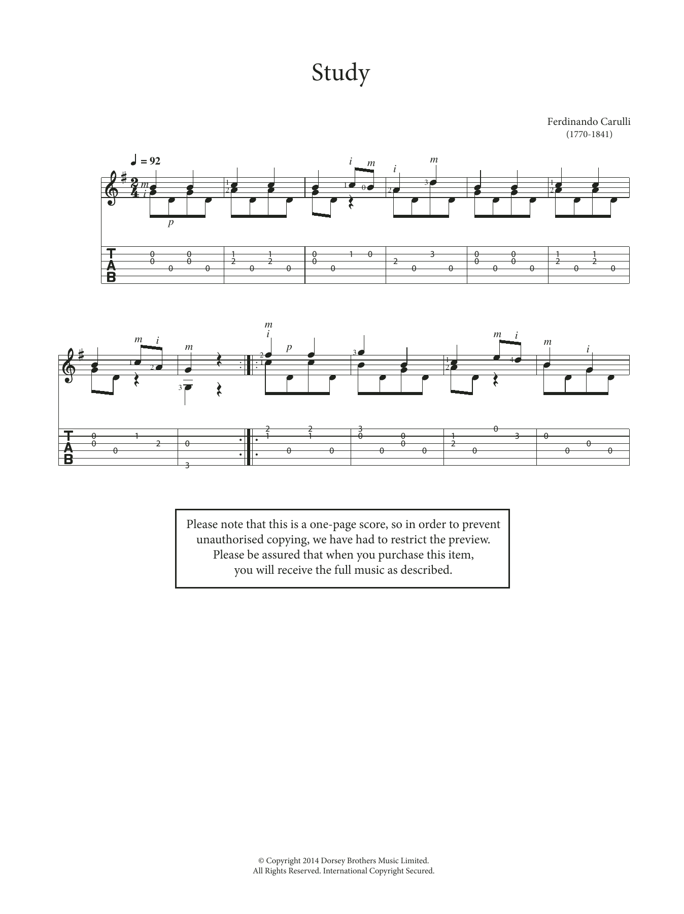 Download Ferdinando Carulli Study Sheet Music
