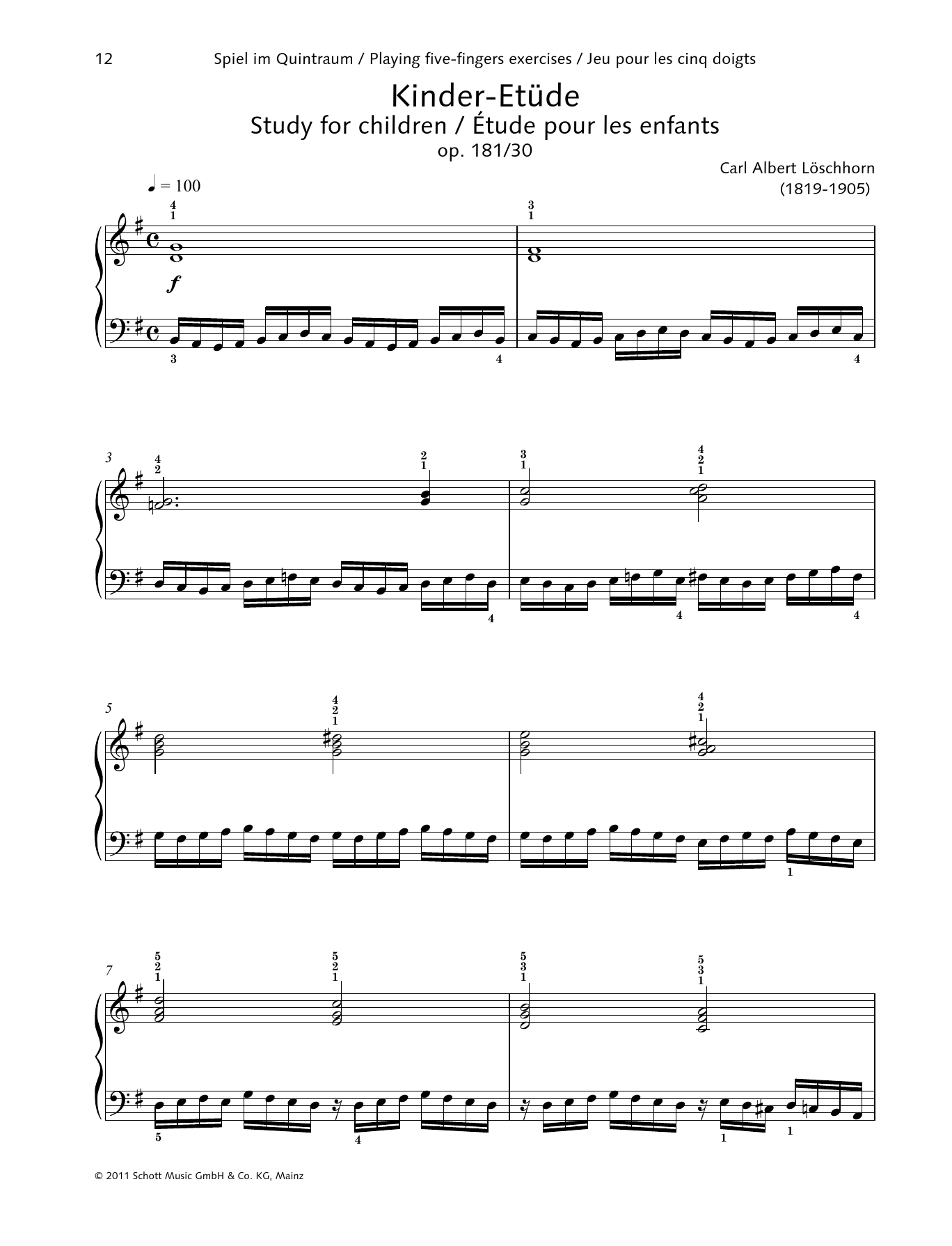 Download Carl Albert Loschhorn Study for children Sheet Music