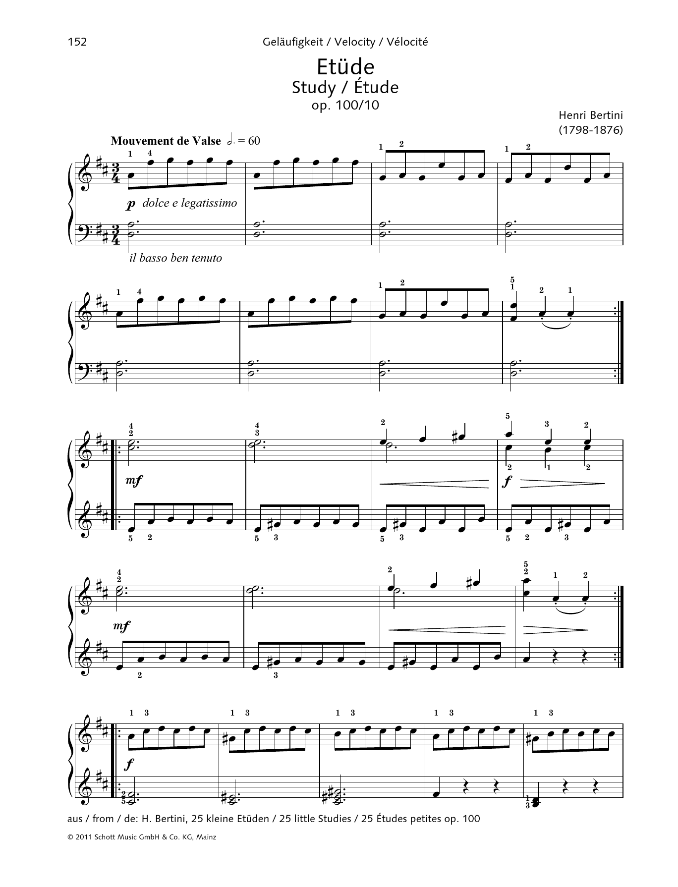 Download Henri Bertini Study Sheet Music