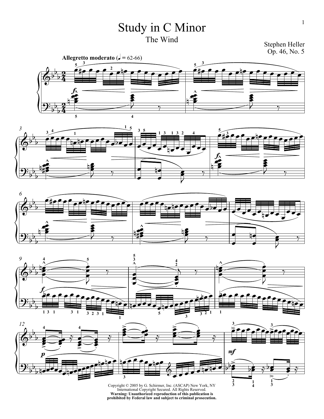 Download Stephen Heller Study In C Minor, Op. 47, No. 20 Sheet Music