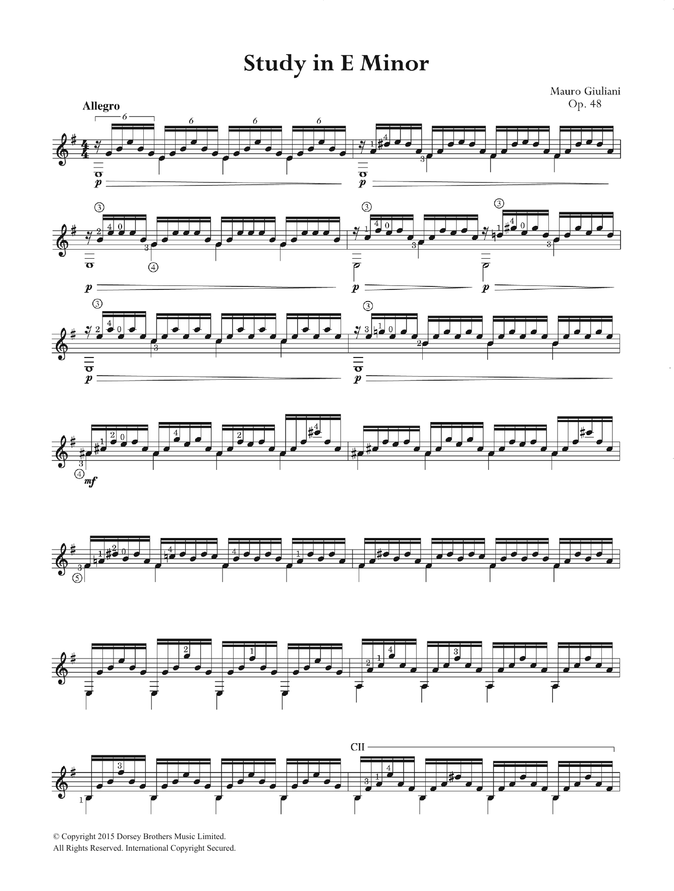 Download Mauro Giuliani Study In E Minor Sheet Music