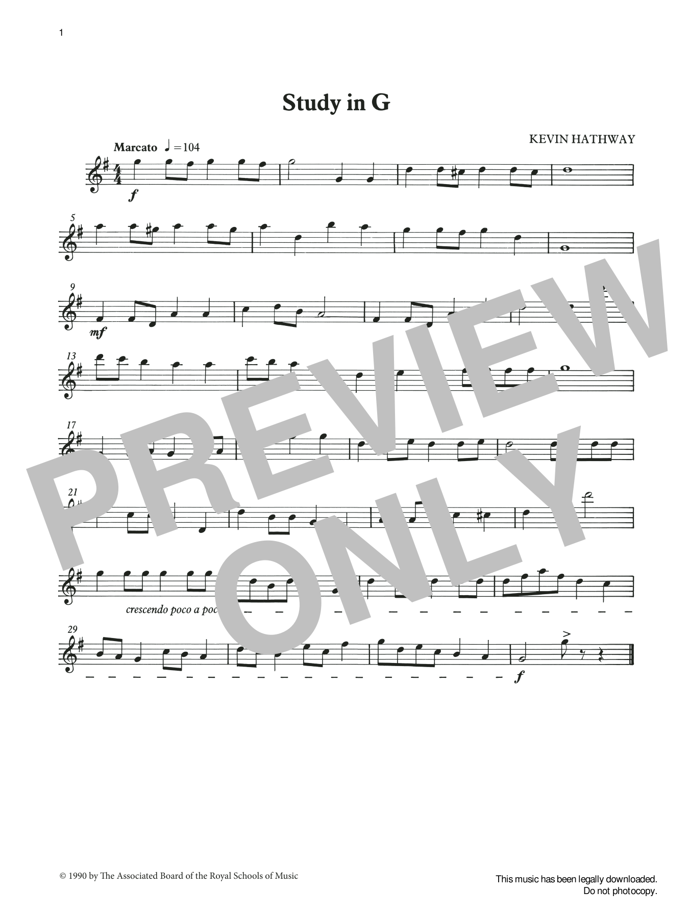 Download Ian Wright and Kevin Hathaway Study in G from Graded Music for Tuned Sheet Music
