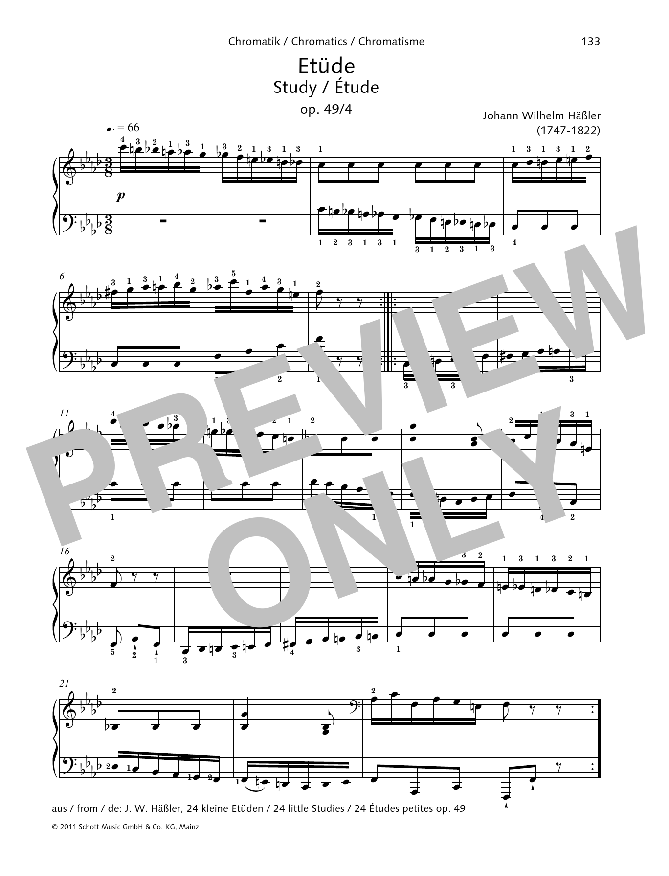 Download Johann Wilhelm Hassler Study Sheet Music