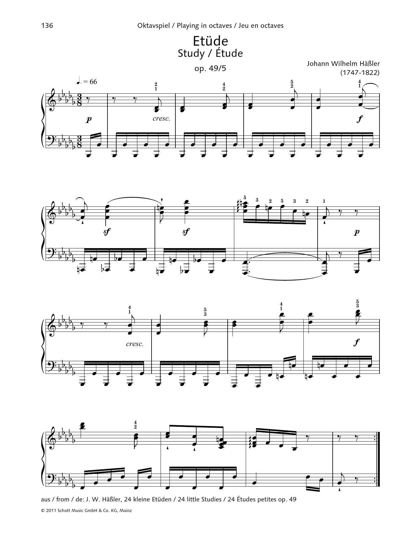 Download Johann Wilhelm Hassler Study Sheet Music