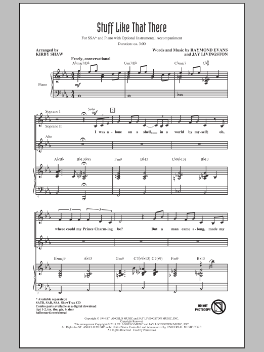 Download Bette Midler Stuff Like That There (arr. Kirby Shaw) Sheet Music
