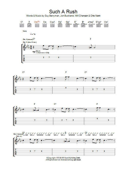 Download Coldplay Such A Rush Sheet Music