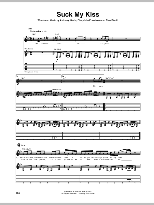 Download Red Hot Chili Peppers Suck My Kiss Sheet Music