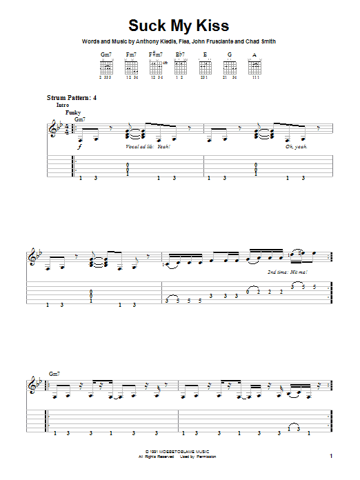 Download Red Hot Chili Peppers Suck My Kiss Sheet Music