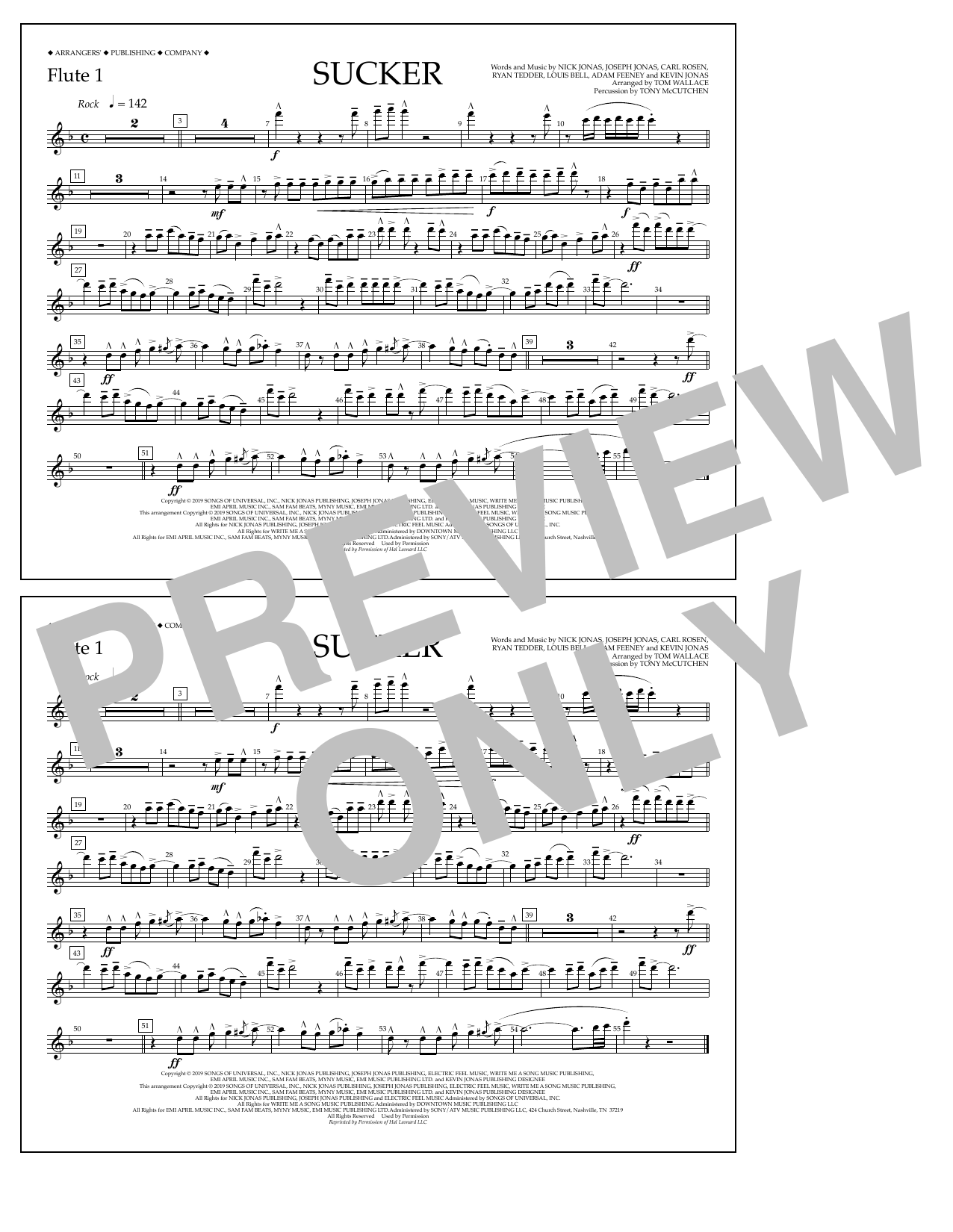 Download Jonas Brothers Sucker (arr. Tom Wallace) - Flute 1 Sheet Music