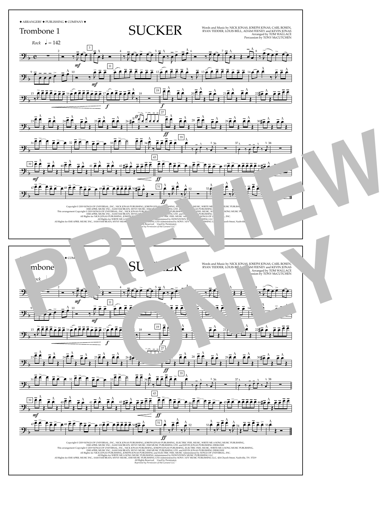Download Jonas Brothers Sucker (arr. Tom Wallace) - Trombone 1 Sheet Music