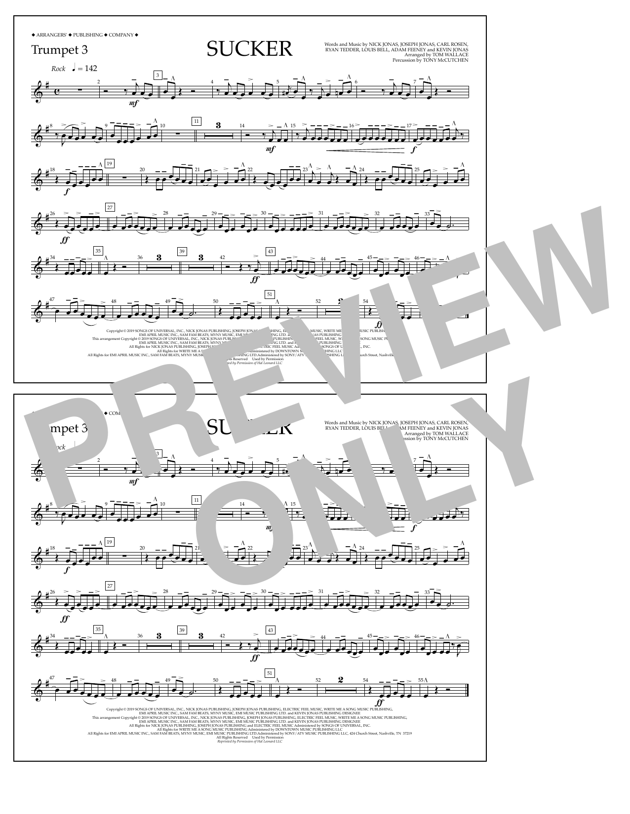 Download Jonas Brothers Sucker (arr. Tom Wallace) - Trumpet 3 Sheet Music