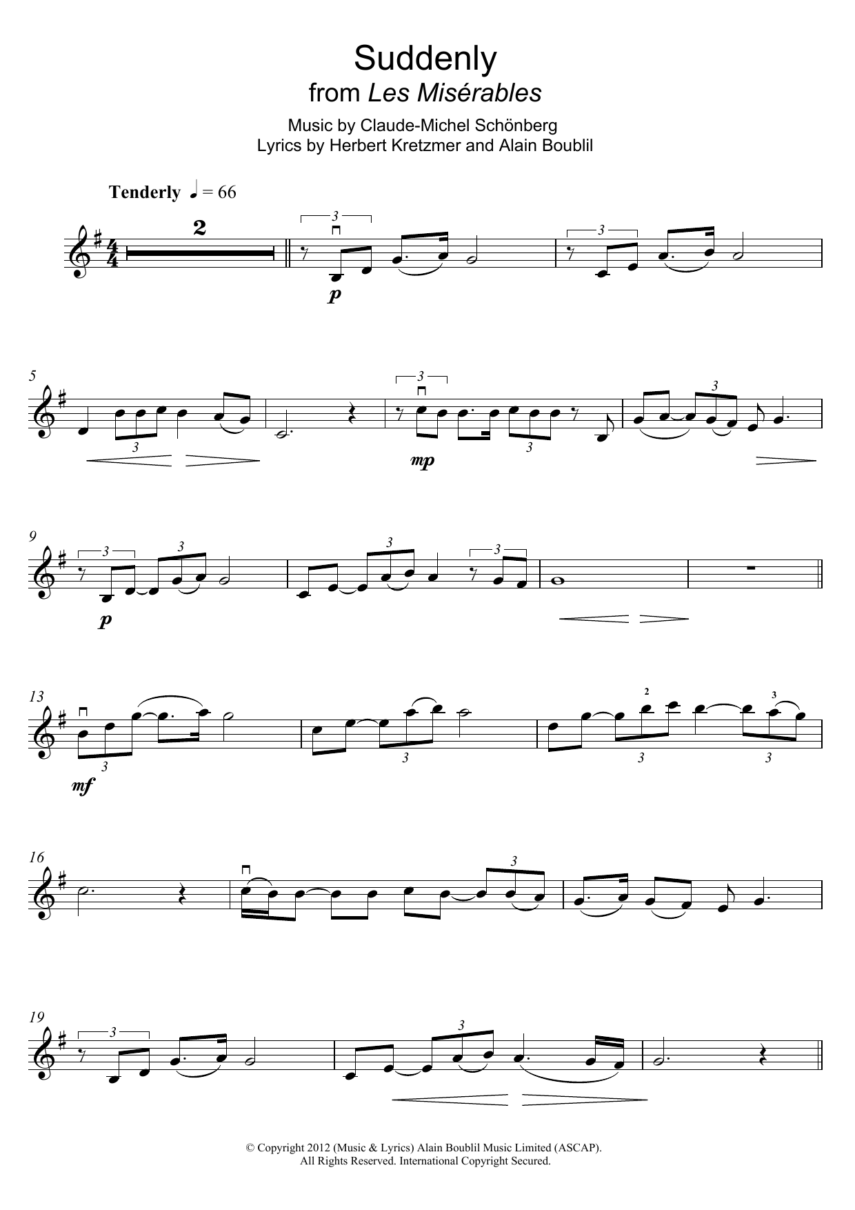 Download Boublil and Schonberg Suddenly (from Les Miserables The Movie Sheet Music