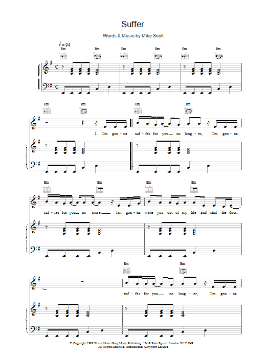 Waterboys Suffer sheet music notes printable PDF score