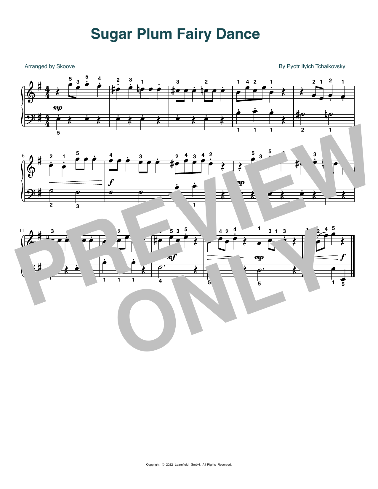 Download Pyotr Il'yich Tchaikovsky Sugar Plum Fairy Dance (arr. Skoove) Sheet Music