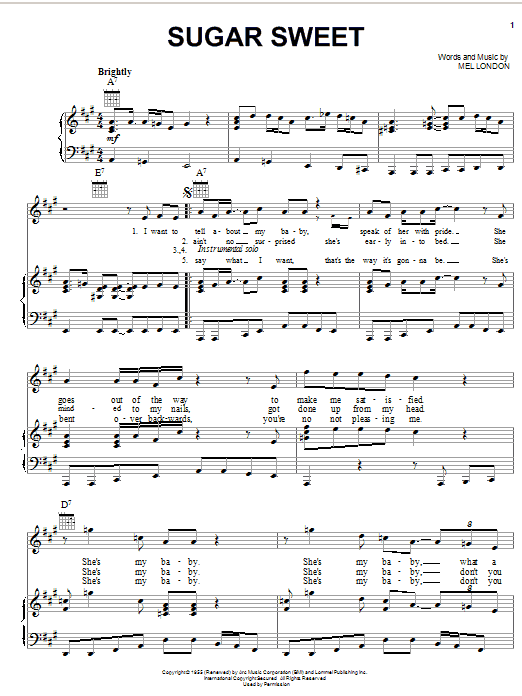 Muddy Waters Sugar Sweet sheet music notes printable PDF score