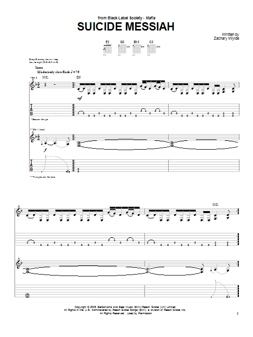Download Black Label Society Suicide Messiah Sheet Music