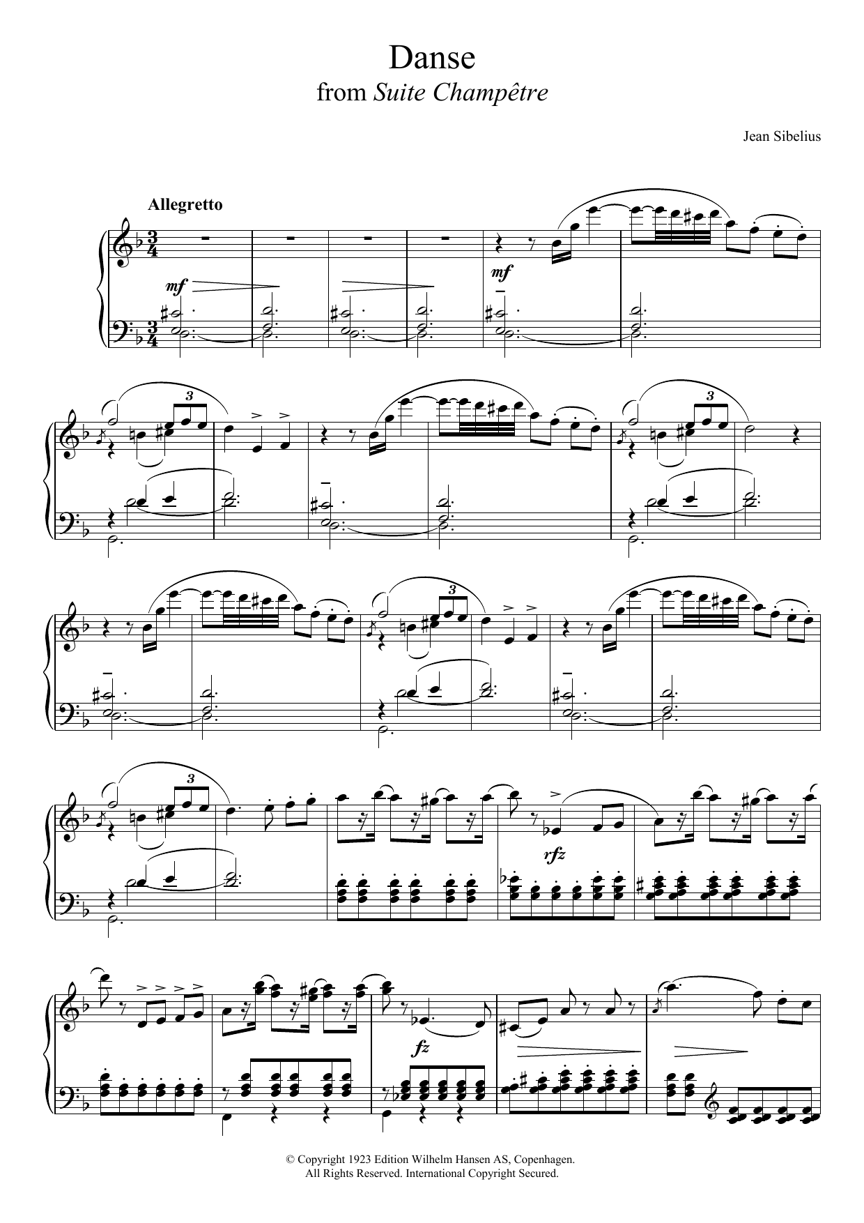 Download Jean Sibelius Suite Champêtre, Op.98B - III. Danse Sheet Music