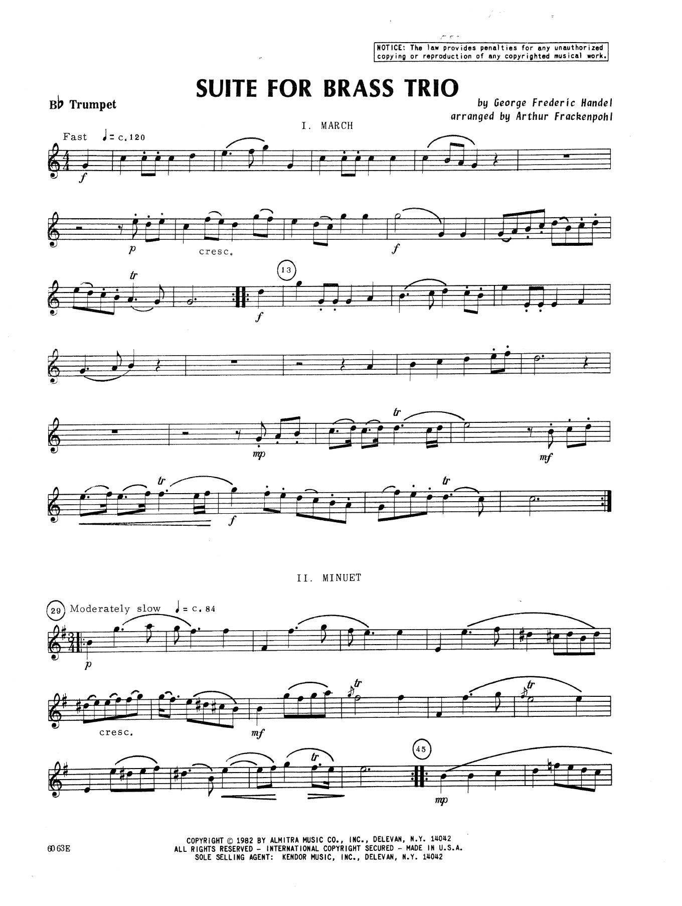 Download Frackenpohl Suite For Brass Trio - Bb Trumpet Sheet Music