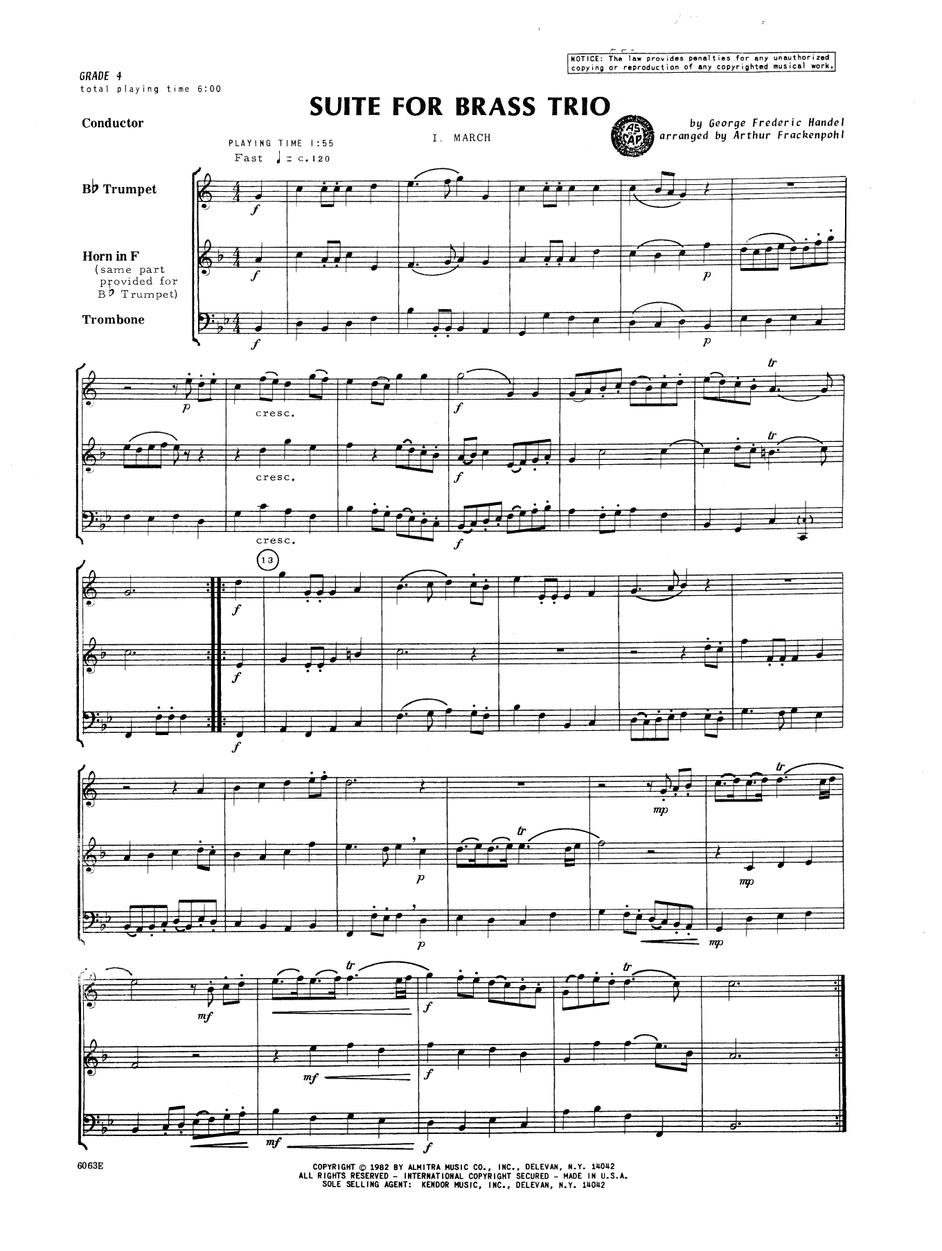 Download Frackenpohl Suite For Brass Trio - Full Score Sheet Music