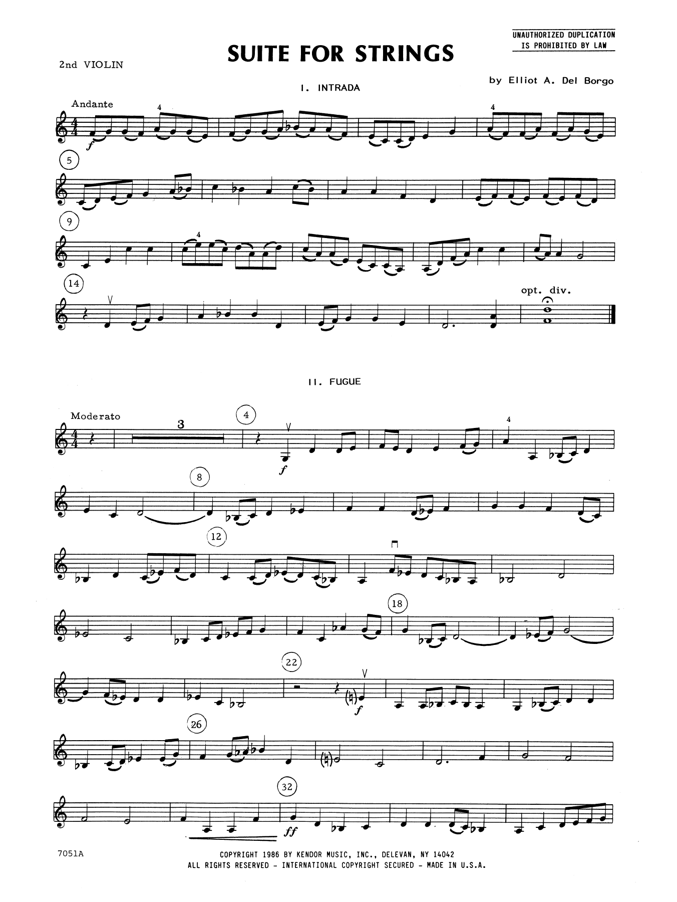 Download Elliot A. Del Borgo Suite for Strings - 2nd Violin Sheet Music