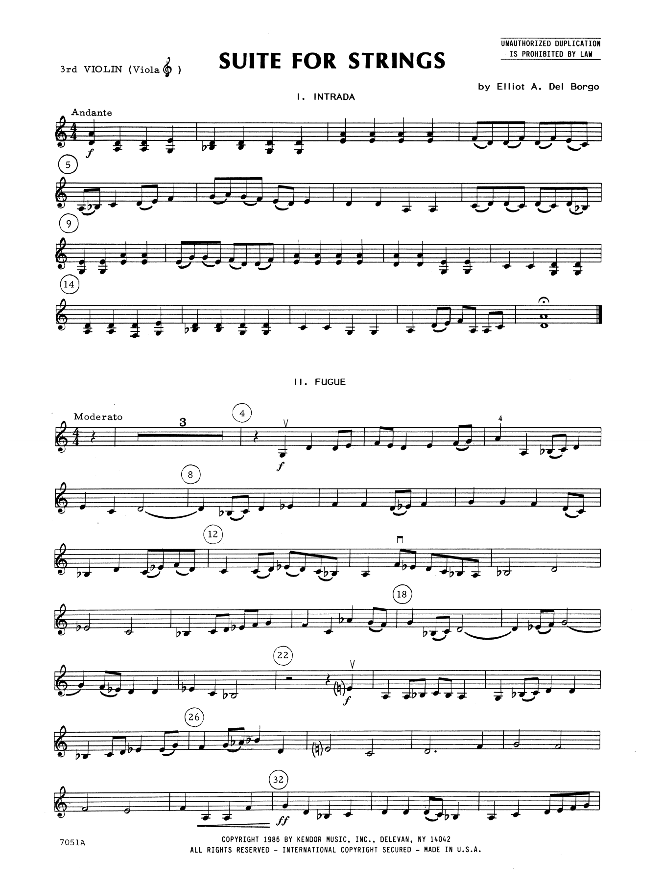 Download Elliot A. Del Borgo Suite for Strings - 3rd Violin Sheet Music