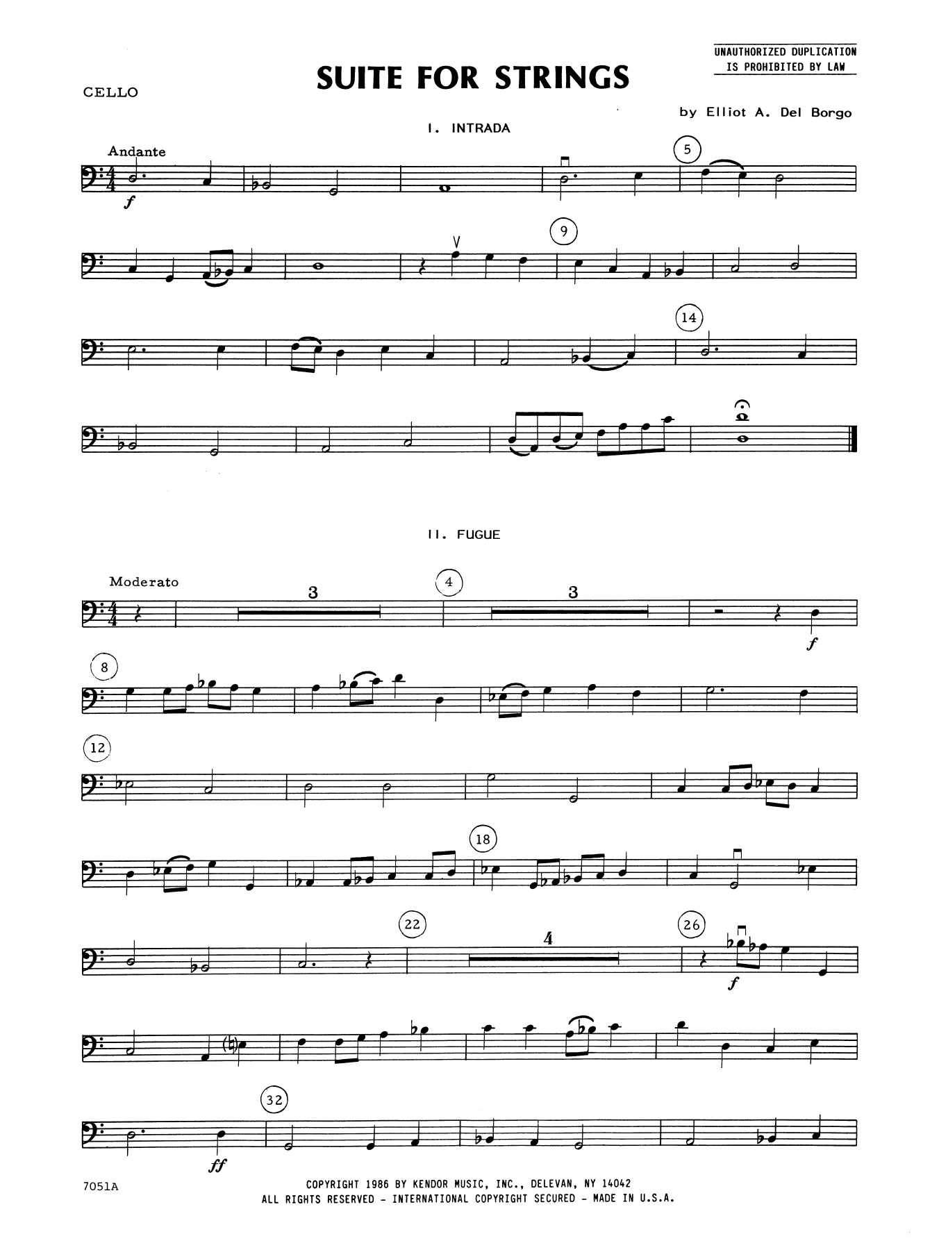 Download Elliot A. Del Borgo Suite for Strings - Cello Sheet Music