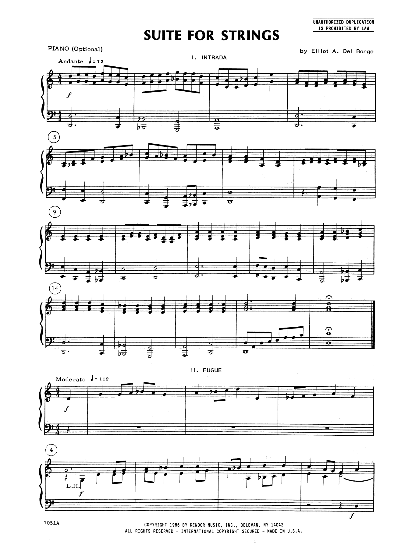 Download Elliot A. Del Borgo Suite for Strings - Piano Accompaniment Sheet Music