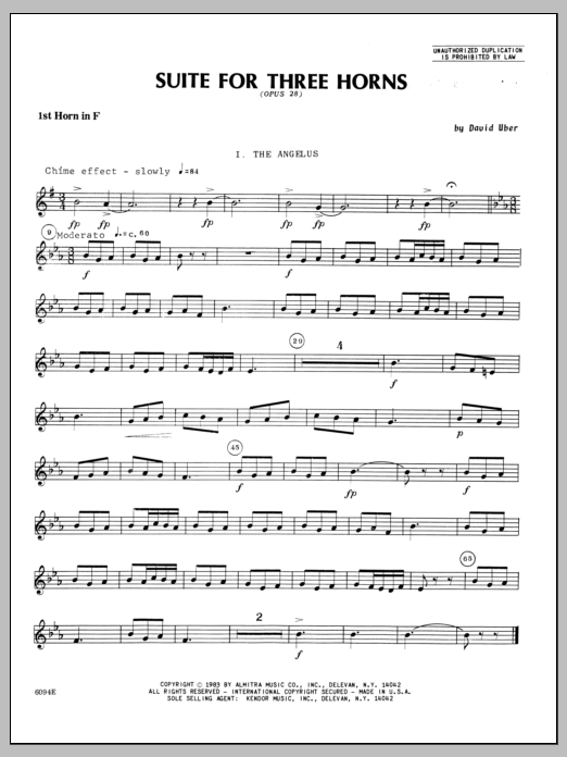 Download Uber Suite For Three Horns (Opus 28) - 1st H Sheet Music