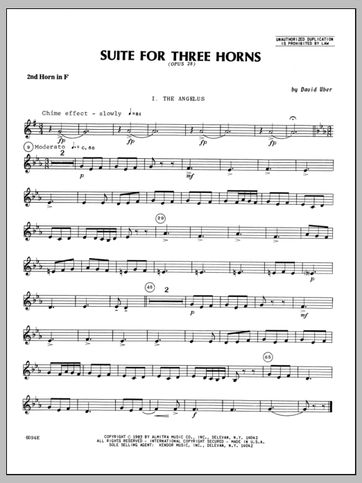 Download Uber Suite For Three Horns (Opus 28) - 2nd H Sheet Music