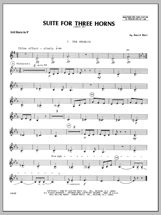 Download Uber Suite For Three Horns (Opus 28) - 3rd H Sheet Music
